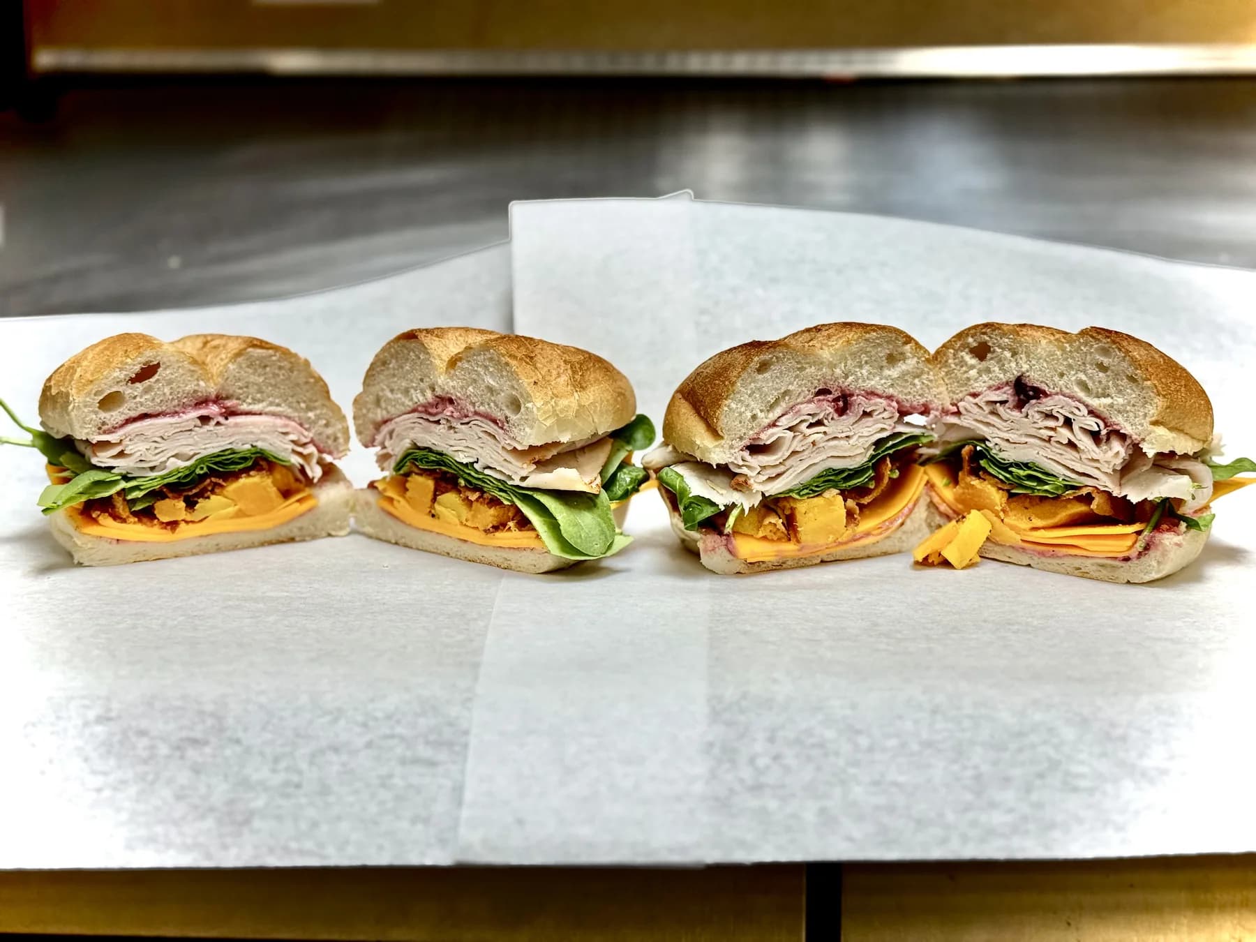 Lineup of Windsor Deli sandwiches